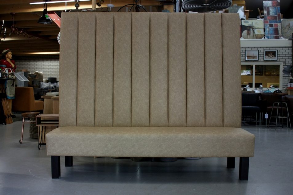 10 eetkamerbank wandbank horeca restaurant beige leer hoog 200 cm hal54