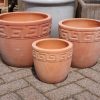 23 set van 3 ronde bloempotten terracotta hal54