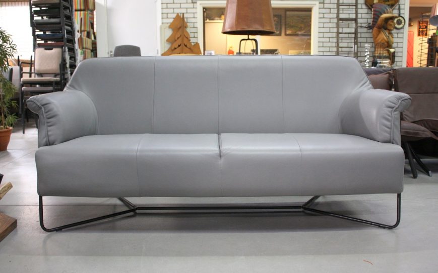 56 bank eetkamerbank Raz Jess design metaal leer grijs royal grey industrieel modern hal54