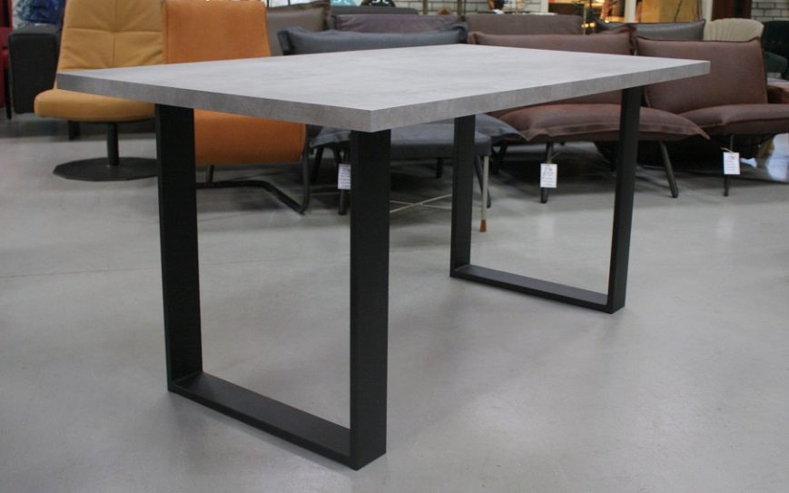 5 eettafel metaal U-poot melamine grijs beton 160 x 90 cm industrieel hal54