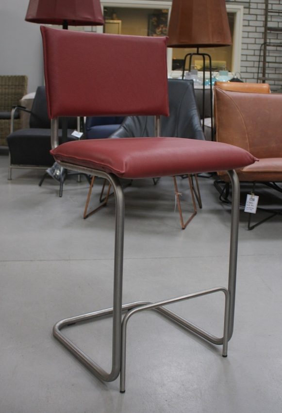 3i barstoelen barkrukken Senso metaal leer Jess design Royal red industrieel hal54