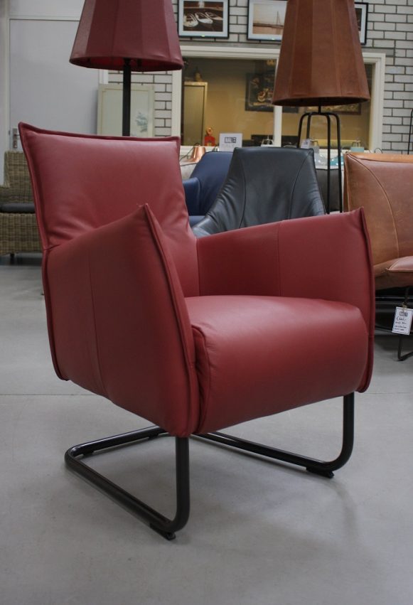 66 fauteuil Aron Jess design metaal rvs leer handgemaakt Royal Red hal54 outlet sale