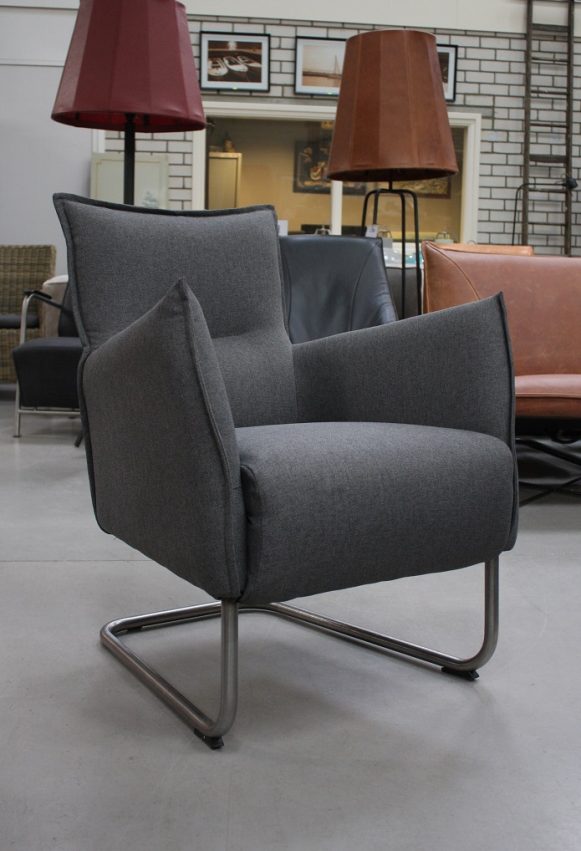 67 fauteuil Aron Jess design metaal rvs stof grijs antraciet velvet hal54 outlet