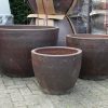 37 set van 3 grote ronde bloembakken bloempotten cement hal54