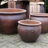 41 set van 3 grote ronde bloempotten bloembakken cement hal54