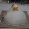3 grote ronde hanglamp metaal hout wit taupe 70 cm. hal54