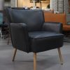 5a fauteuil antraciet leerlook houten pootjes ronde vormen hal54