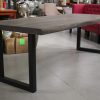 16d eettafel metaal U-poot eikenhout monocoat charcoal 240 x 100 hal54