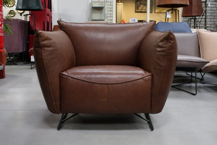 1 fauteuil My home XL jess design metaal leer bruin Luxor Fango hal54