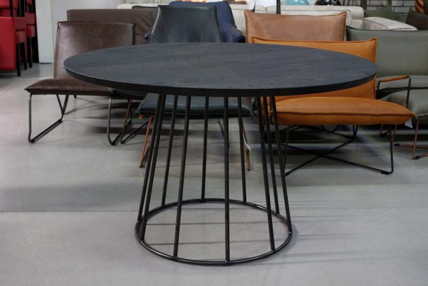 14 ronde eettafel Bliss Jess design metaal eikenhout zwart 130 cm industrieel modern hal54