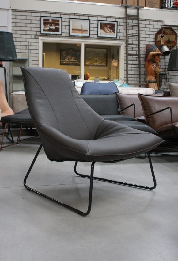 5 fauteuil Beal Jess design metaal echt leer Royal Testa di Moro modern industrieel hal54