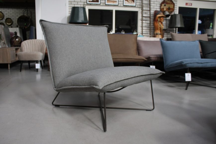 1 fauteuil Earl high jess design stof grijs Porto Ash metaal hal54