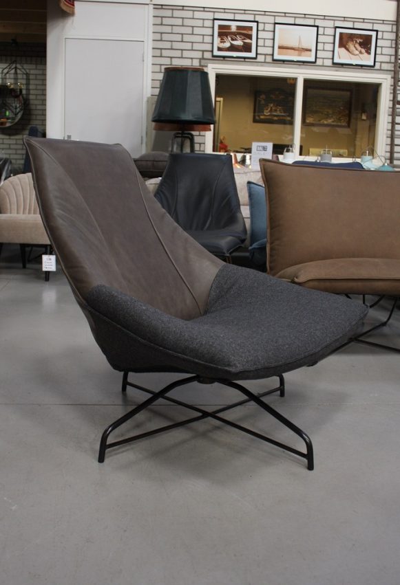 1a fauteuil Beal Swivel Jess design metaal leer stof Bonanza Grey Odense Grafite hal54