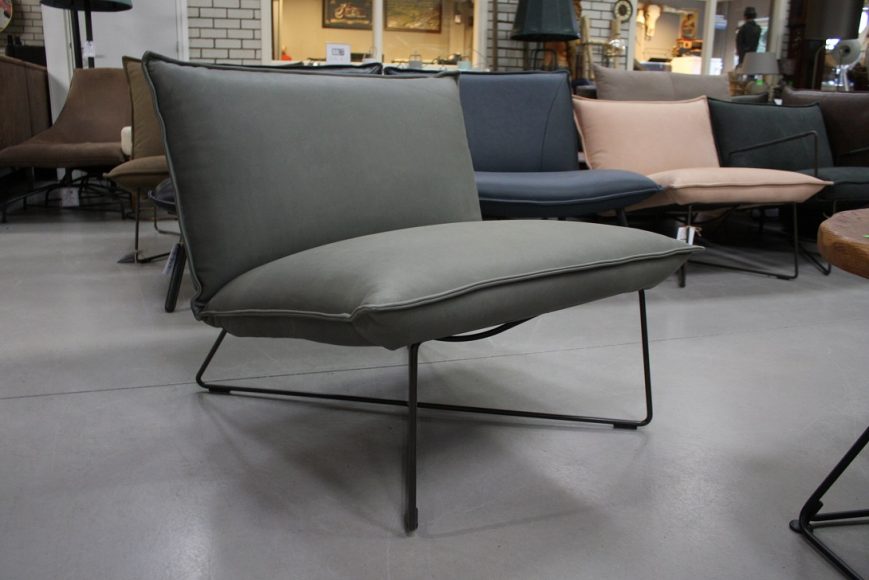 4 fauteuil Earl jess design metaal leer sadie olive olijfgroen hal54