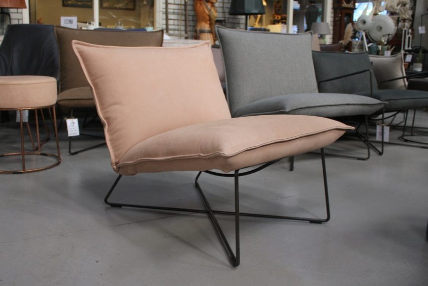 5 fauteuil Earl XS jess design Aurula Pink metaal leer industrieel hal54