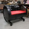 22f fauteuil olievat rood zwart industrieel metaal bankje hal54
