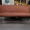 20 eetkamerbank eetbank bank Vidar Jess design metaal leer 165 cm British Tan cognac bruin hal54