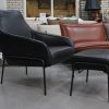 1 fauteuil + hocker Jolly Jess Design metaal leer zwart Royal Black hal54