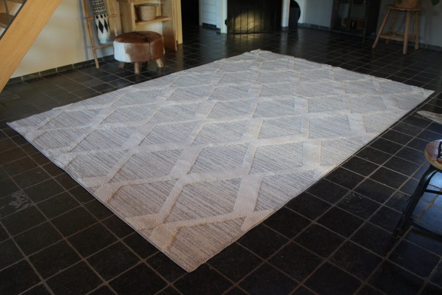17a vloerkleed carpet Pisa grijs beige ruit 240 x 340 cm hal54