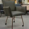 17e eetkamerstoelen Sanne Jess design leer Royal Olive olijfgroen koper swivel armleuningnen hal54-