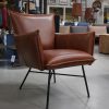 1e fauteuil Micasa Jess design metaal leer bruin cognac bonanza tan hal54