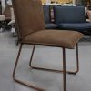 5 eetkamerstoelen Duke jess design metaal leer koper Rawhide Wild Brown hal54