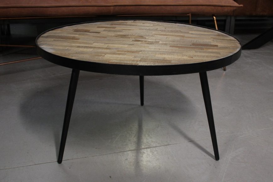 1 salontafel rond PUICO Light & living metaal stukjes hout hal54