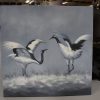 20 vierkant schilderij canvas Japanse kraanvogels grijs wit zwart 120×120 cm hal54