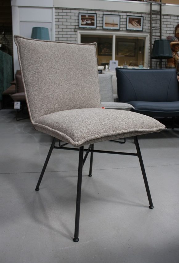 64j eetkamerstoelen Sanne Jess design metaal leer stof beige mouse swivel wieltjes hal54