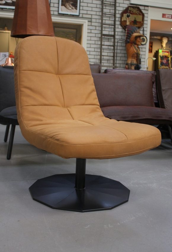 50 fauteuil Lush Jess design leer cognac metaal draaibaar modern hal54