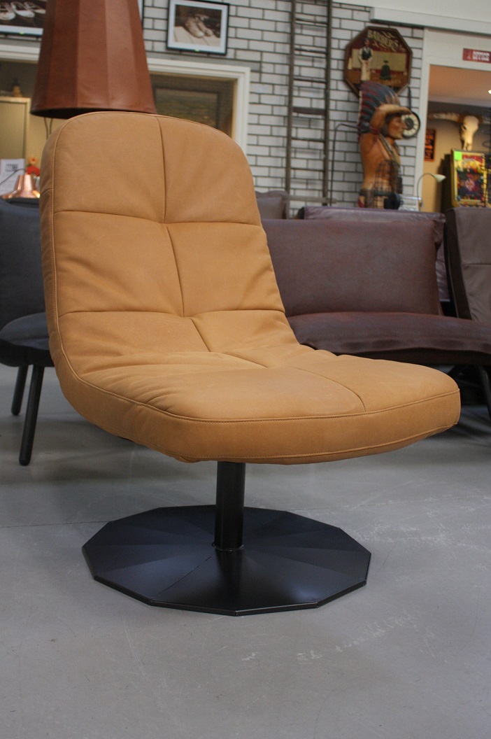 50 fauteuil Lush Jess design leer cognac metaal draaibaar modern hal54