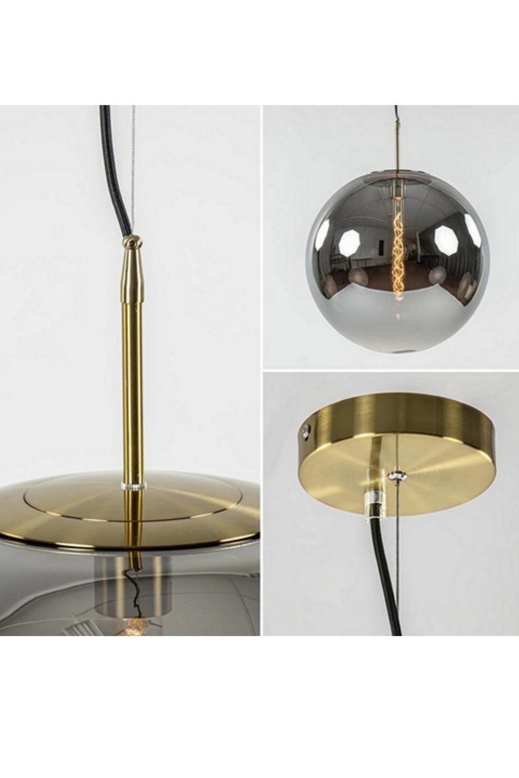 25d ronde hanglamp Medina Light & Living XL smoked glas brons Ø48 cm hal54