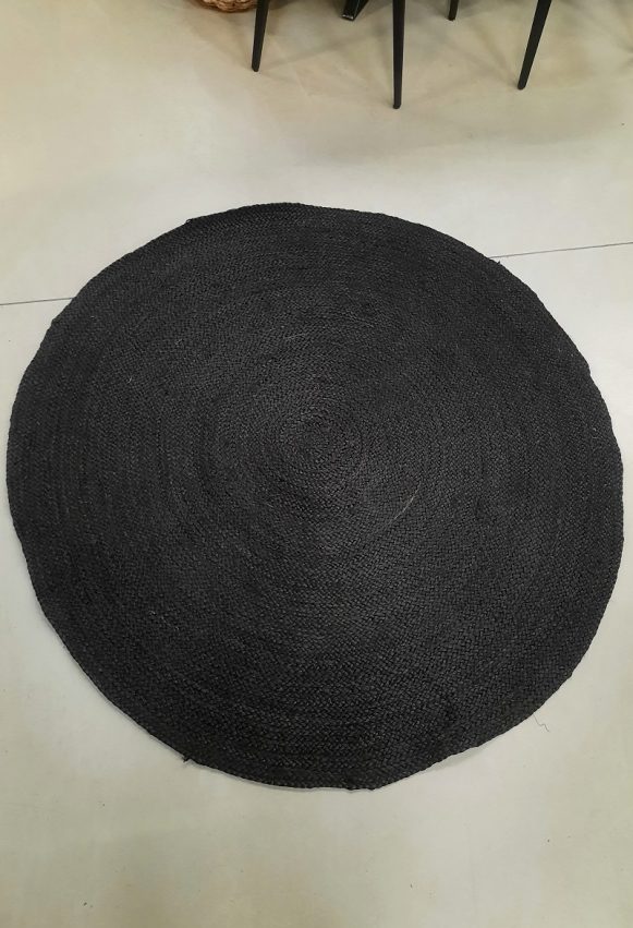 46 rond vloerkleed jute sisal zwart 135 cm hal54