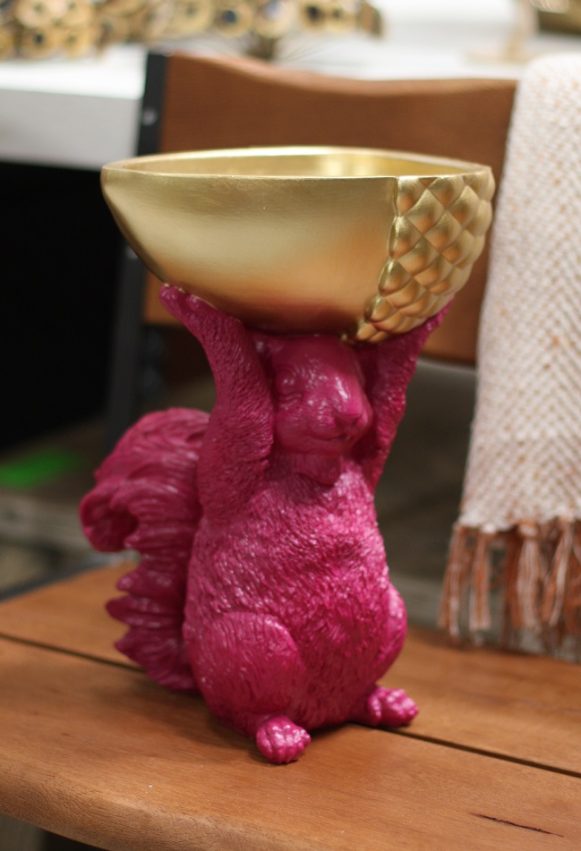 10 decoratie eekhoorn met eikel roze goud light en living hal54