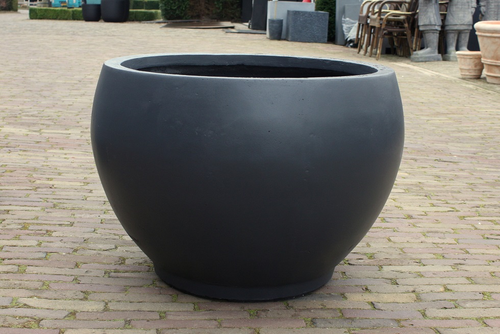 Ronde clayfibre bloempot Monika (Anthracite) Ø63 cm.