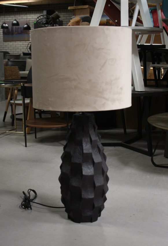 3 tafellamp light en living zwart hout velvet lampenkap hal54