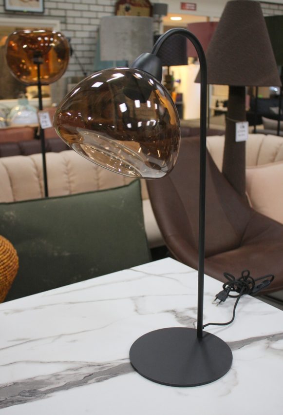 59 tafellamp schemerlamp bisho light en living metaal en bruin glas hal54