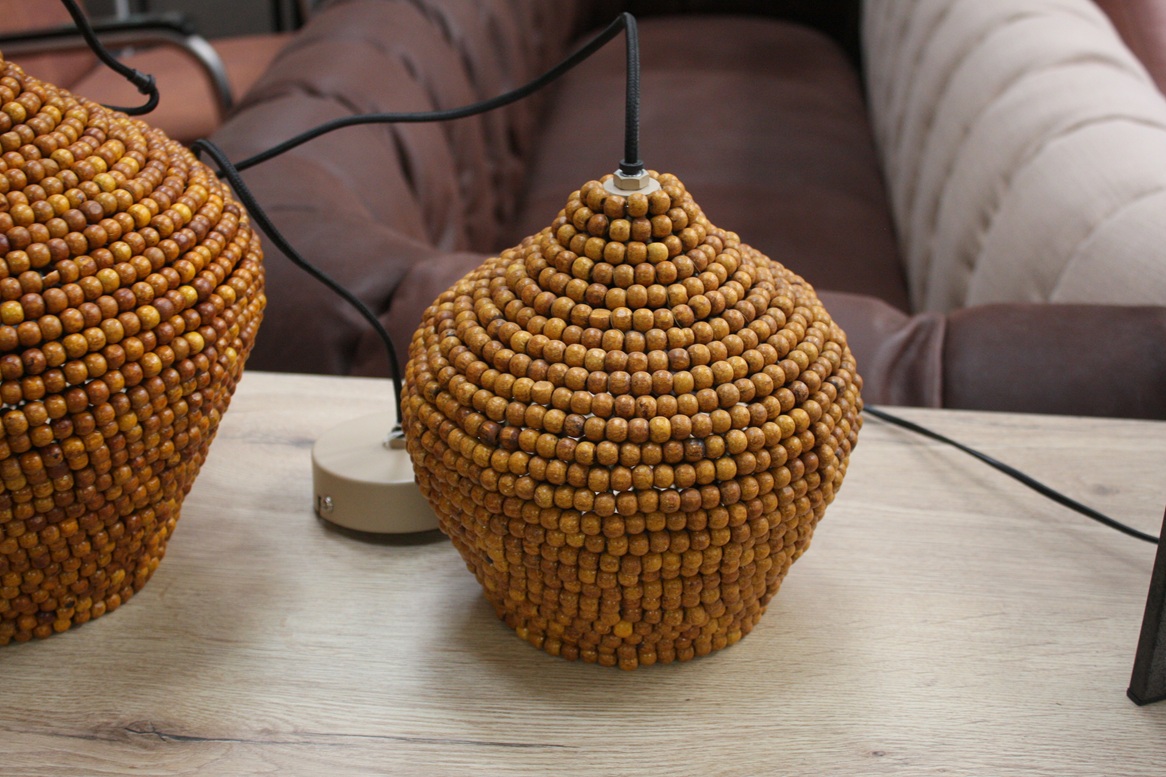 Hanglamp kralen naturel Ø20