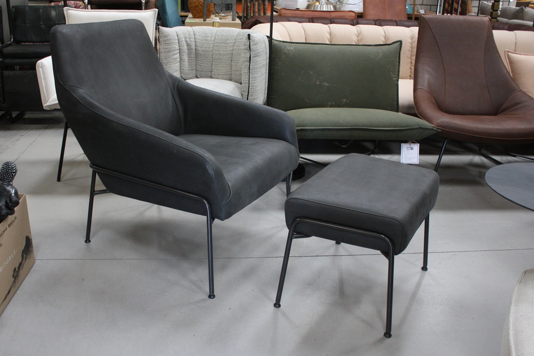 Fauteuil + hocker Jolly Jess Design (Sadie Dark Grey)